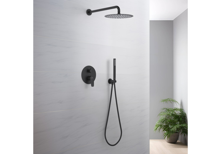 Set 3 в 1 душевой комплект Aquatek, матовый черный AQ1172MB БЕТТА