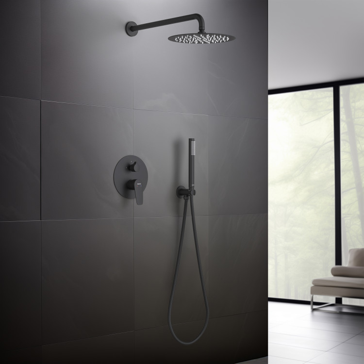 Set 3 в 1 душевой комплект Aquatek, матовый черный AQ1172MB БЕТТА