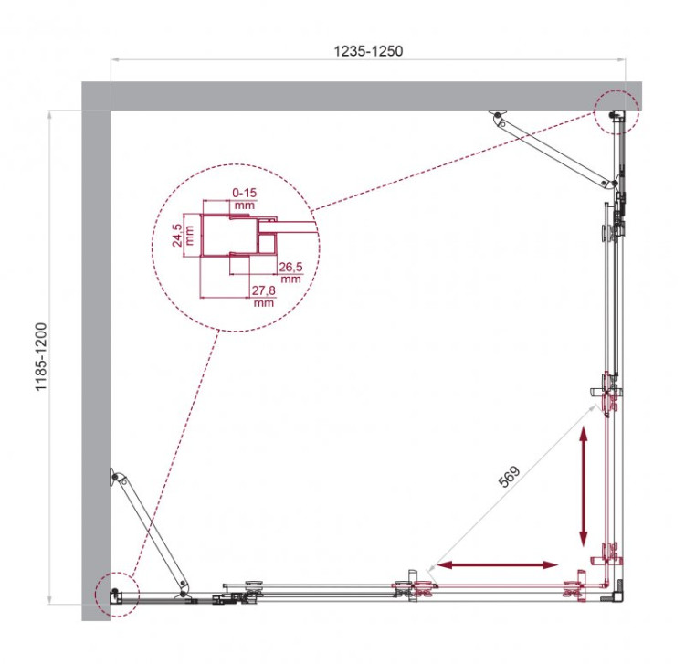 Душевой уголок BELBAGNO LUCE-AH-22 Cezares LUCE-AH-22-130/110-C-Cr