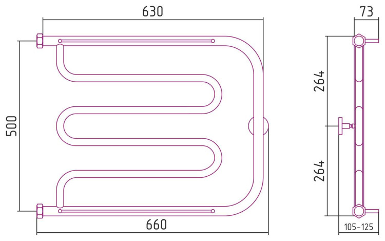 Полотенцесушитель водяной Сунержа Лира 2 полки+ 500х650 Золото