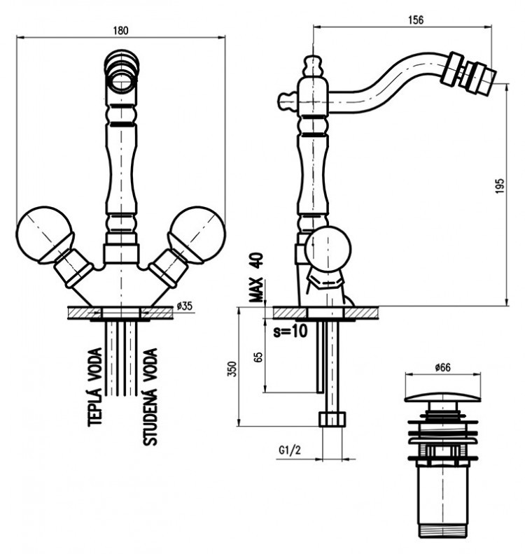 Смеситель для биде Rav Slezak Brilliance121.5/9