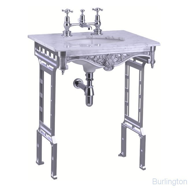 Мраморная столешница на 1,2 или 3 отверстия с подстольем из полированного алюминия