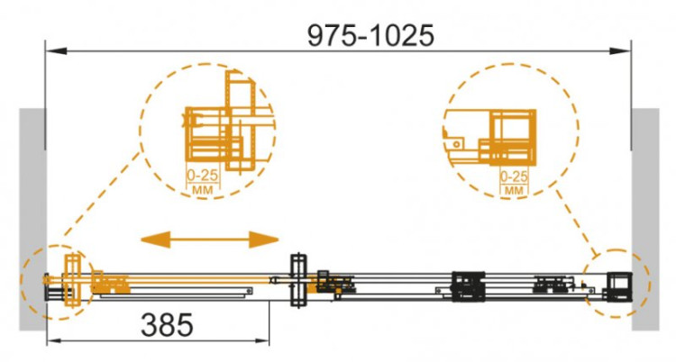 Душевая дверь в нишу DUET-SOFT-BF-1 Cezares DUET SOFT-BF-1-100-C-Cr-L