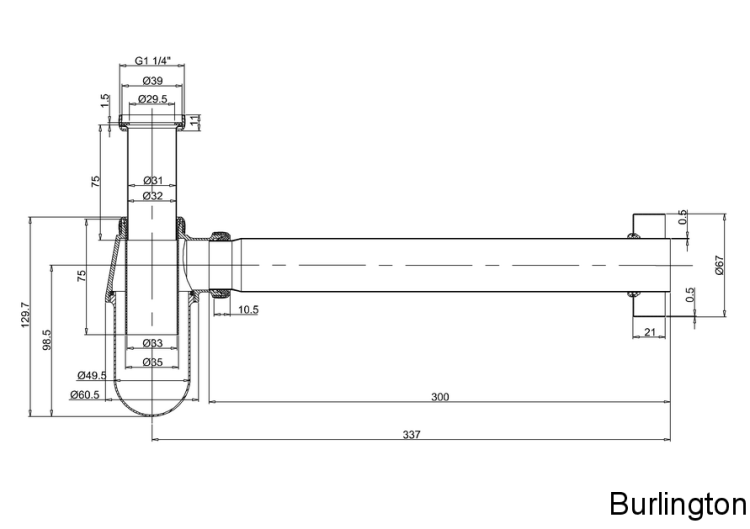 Сифон для раковины, никель