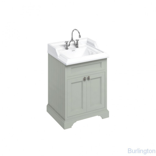 Тумба с раковиной на 2 отверстия, с двумя дверцами, цвет тёмно - оливковый [FF8O + B15 2TH]