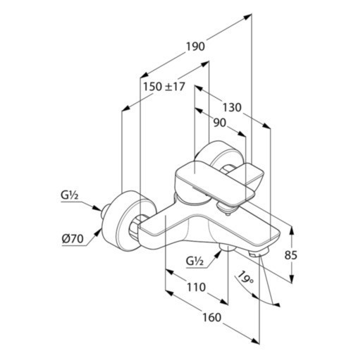 Смеситель для ванны Kludi Pure&Style 406810575