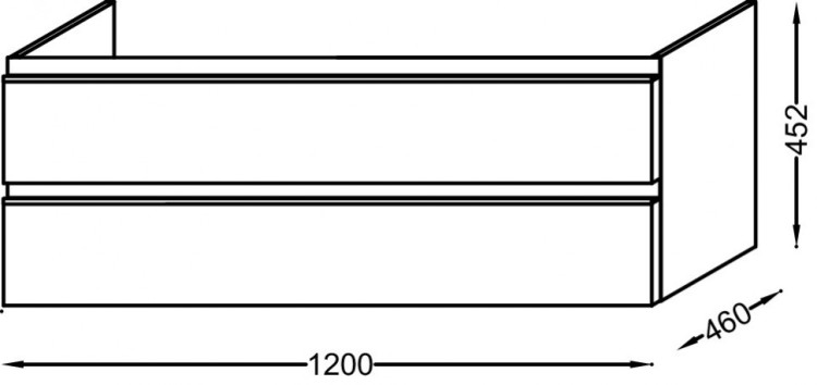 Мебель для раковины-столешницы 120 см, 2 выдвижных ящика,  белый блестящий Jacob Delafon VOX EB2021-RA-N18