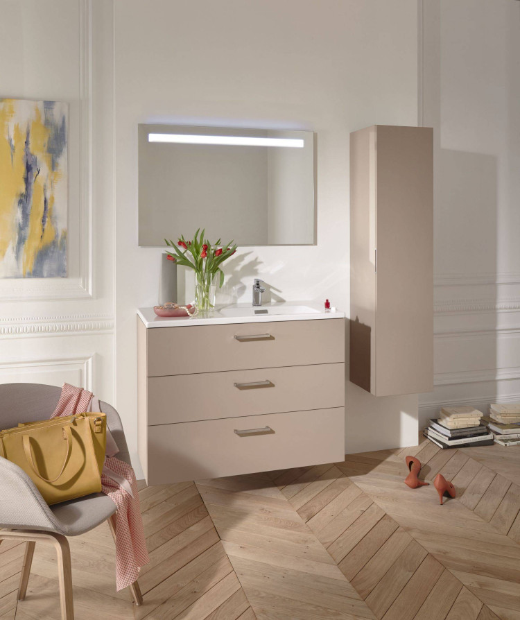 Мебель для раковины-столешницы 80 см, изогнутые ручки, белый, блестящий лак Jacob Delafon VOX EB2098-R1-G1C