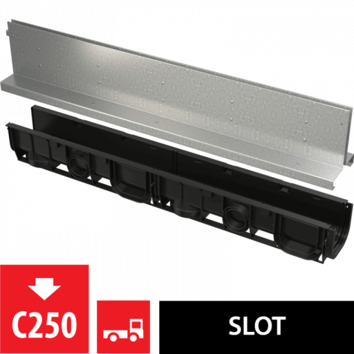 Щелевой дренажный канал с симметричной надставкой 160 мм, оцинкованная сталь Alcadrain AVZ101-R124