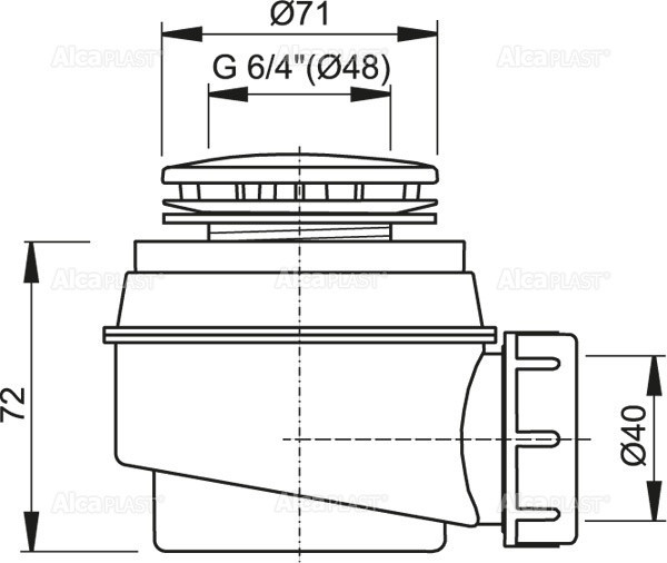 Сифон для душевого поддона, хром Alcadrain A47CR-50
