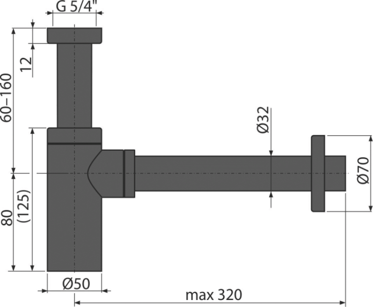 Сифон для умывальника DN32 DESIGN круглый, черный-мат Alcadrain A400BLACK