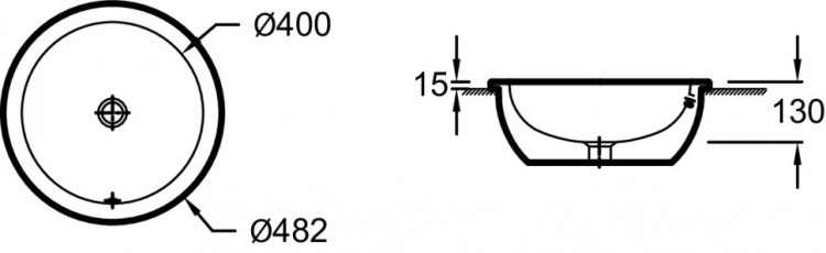 Встраиваемая раковина R48,2 см с переливным отверстием Jacob Delafon VOXEYL102-00