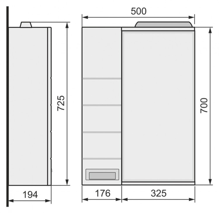 Зеркальный шкаф Raval Kub 50 с подсветкой