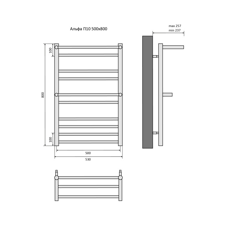 Полотенцесушитель водяной Aquatek Альфа AQ RRP1080CH