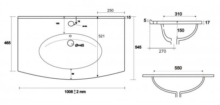 Стеклянная раковина без перелива Cezares 82416