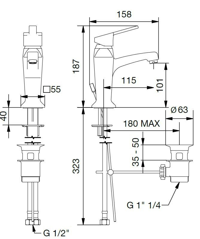Смеситель для раковины однорычажный с донным клапаном Cezares LEGEND-LSM2-01