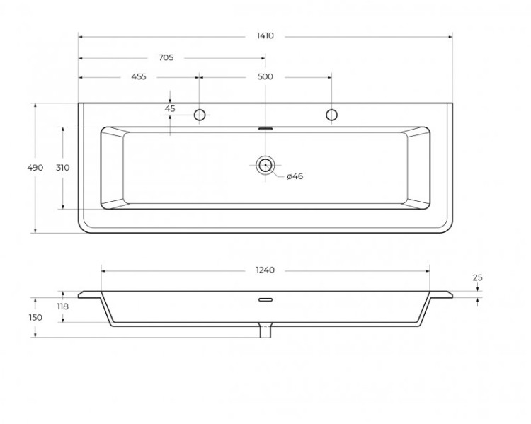 Раковина из искусственного мрамора накладная 63х33 Cezares 50207