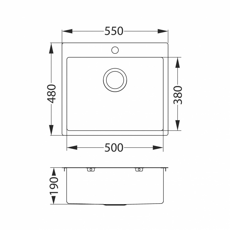 Мойка QUARTO 10 BRS-90 550x480 в комплекте с сифоном 1130551,