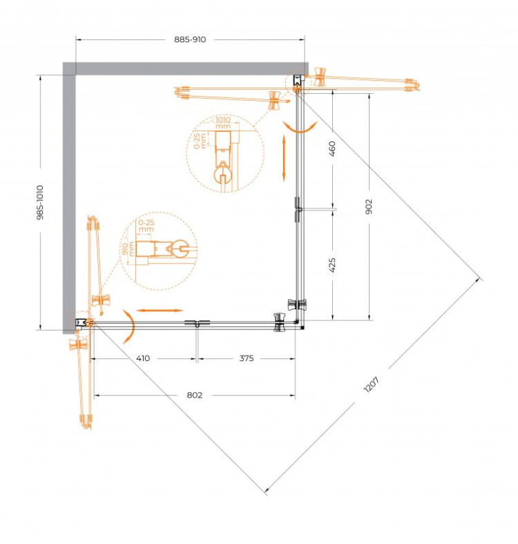Душевой уголок ECO-O-ASH-2 Cezares ECO-O-ASH-2-80/90-C-Cr