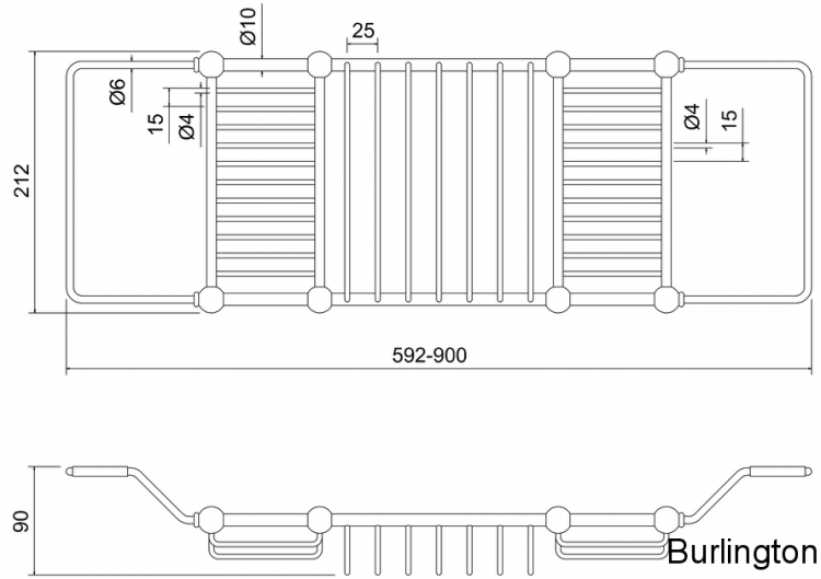 Раздвижная полка-решётка на ванну [A27 CHR]