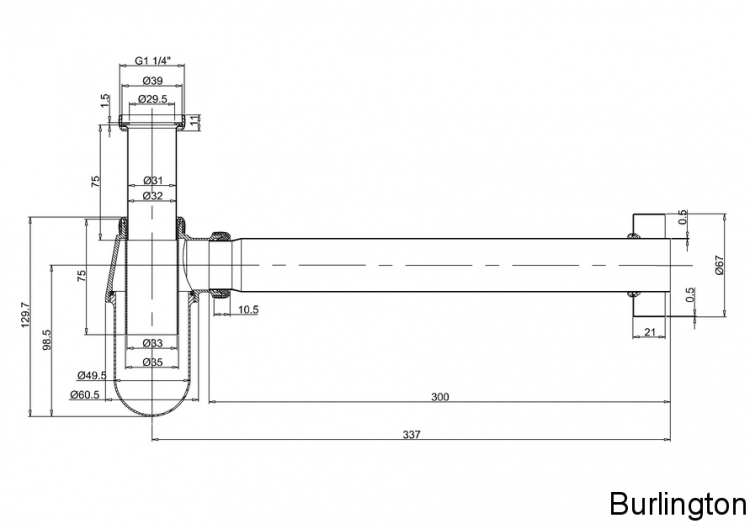 Сифон для раковины, хром