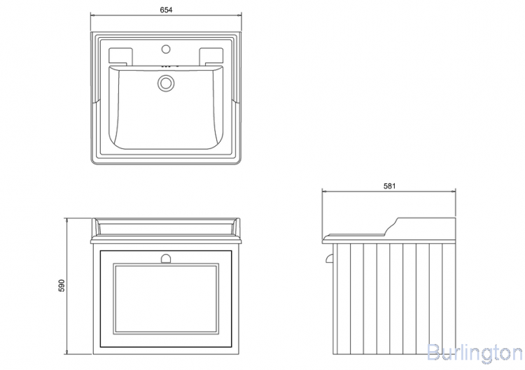 Тумба с раковиной, с выдвижным ящиком, цвет белый [FW1W + B15 1TH]