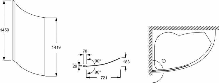 Изогнутый экран на ванну Jacob Delafon MICROMEGA DUO E4910-GA