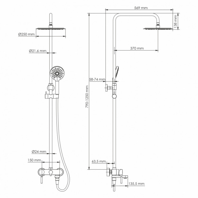 WasserKRAFT A14201 Душевой комплект со смесителем