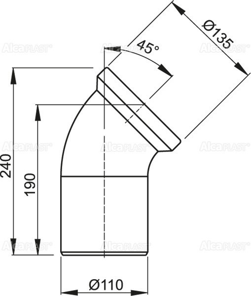 Колено для унитаза 45° Alcadrain A90-45