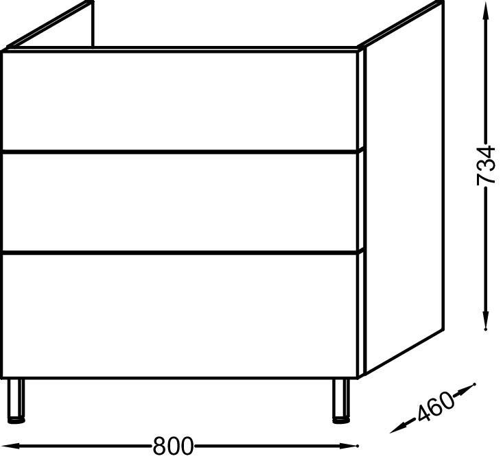 Мебель для раковины-столешницы 80 см, изогнутые ручки, белый, блестящий Jacob Delafon VOX EB2098-R2-N18