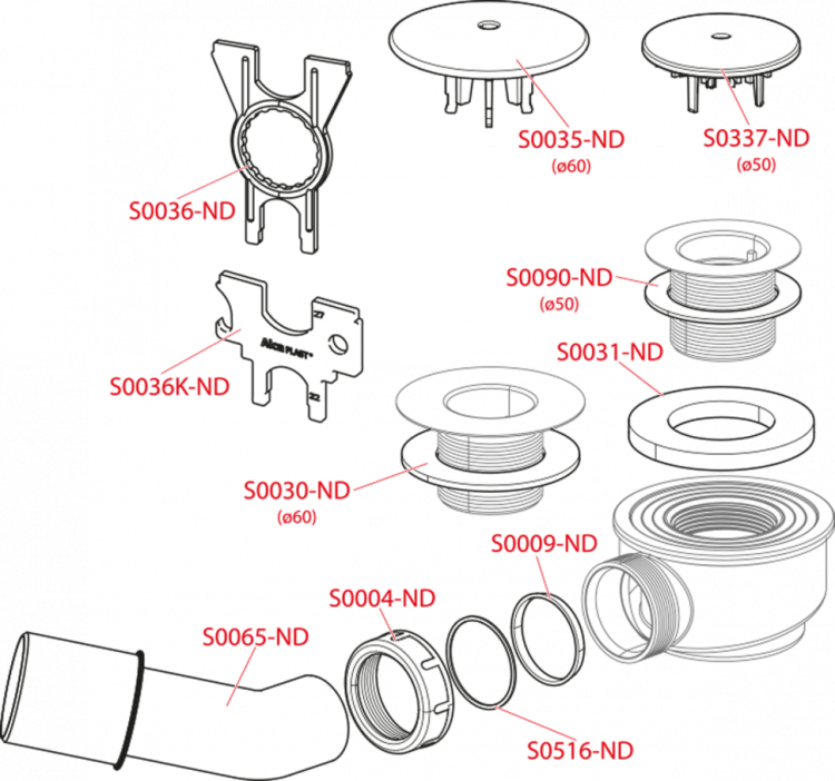 Сниженный сифон для душевого поддона, хром Alcadrain A471CR-50