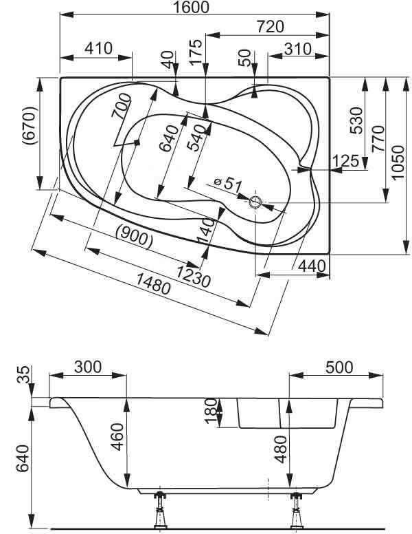 Акриловая ванна Vagnerplast Melite 160x105