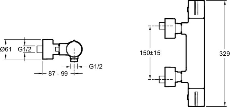 Термостатический настенный смеситель для душа Jacob Delafon TOOBI E8991-CP