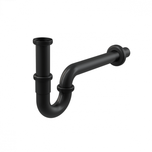 Сифон для умывальника DN32, U-форма с накидной гайкой 5/4&quot;, черный-мат Alcadrain A4320BLACK
