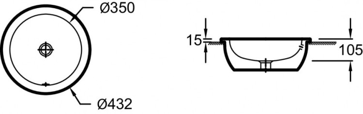 Встраиваемая раковина Ø 43,2 см с переливным отверстием, Jacob Delafon VOXEYN102-00