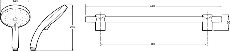 Душевой комплект со штангой, мыльницей, шлангом Jacob Delafon CITRUS E12980-CP