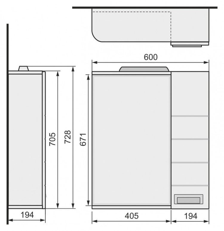 Зеркальный шкаф Raval Kub 60 с подсветкой