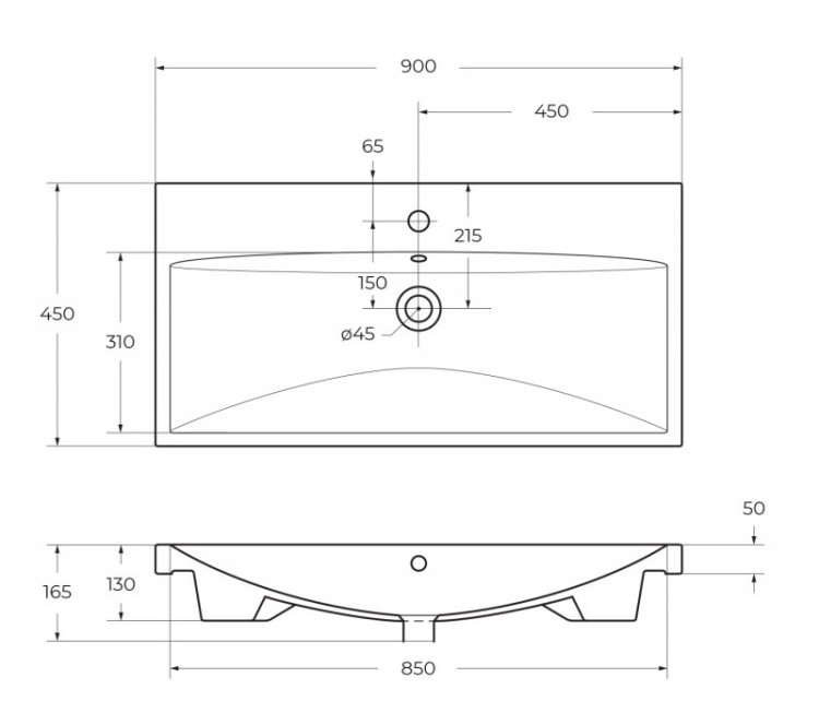 База под раковину подвесная с двумя выкатными ящиками, 868x440x500 BelBagno MARINO-CER-900-2C-SO-RNG-P