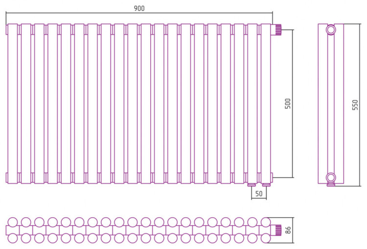 Отопительный радиатор Сунержа Эстет-11 EU50 500х900 20 секций Сатин