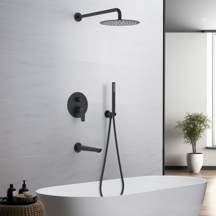 Set 4 в 1 душевой комплект Aquatek, матовый черный AQ1173MB БЕТТА