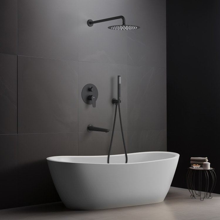 Set 4 в 1 душевой комплект Aquatek, матовый черный AQ1173MB БЕТТА