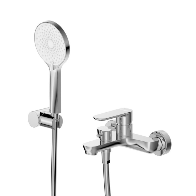 Смеситель для ванны и душа в комплекте с ручным душем, шлангом и держателем Cezares STYLUS-VD-IN