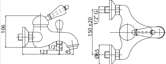 Смеситель для ванны и душа Cezares ELITE-VM-02-Bi