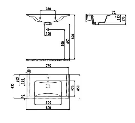 CREAVIT Раковина SU080 мебельная (45*80см)