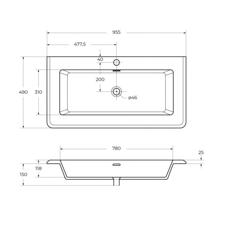 Раковина керамическая накладная 62x36x11 Cezares 50335