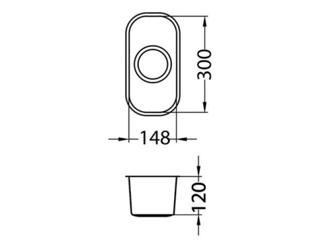 Мойка VARIANT 110 SAT 148X300X120 в комплекте с сифоном 1130550,