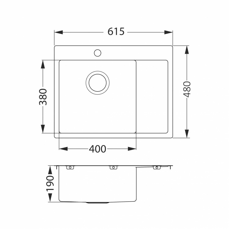 Мойка QUARTO 20 BRS-90 615х480 в комплекте с сифоном 1130551,