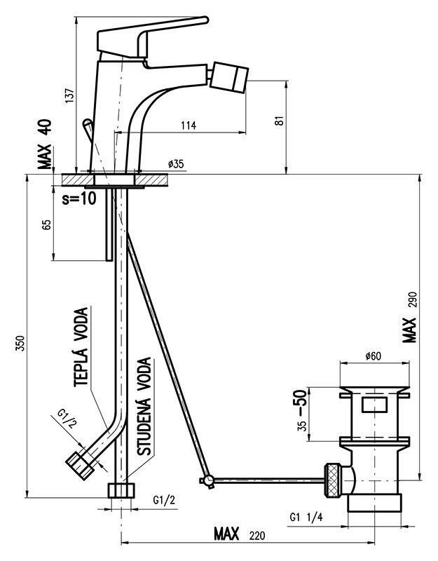 Смеситель для биде Rav Slezak Colorado CO145.5K