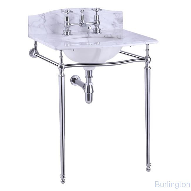 Мраморная столешница на 1,2 или 3 отверстия, с хромированным полстольем