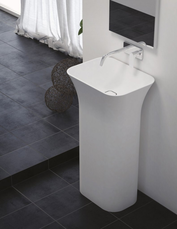 Напольная раковина из литьевого мрамора Cezares TITAN-SQUARE-50-38-90-LVB-FS